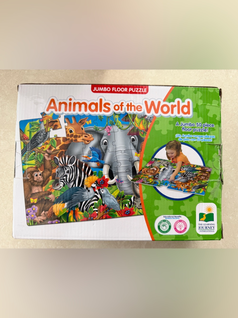 Animals of the World Jumbo Floor Puzzle - Colorful Safari Scene